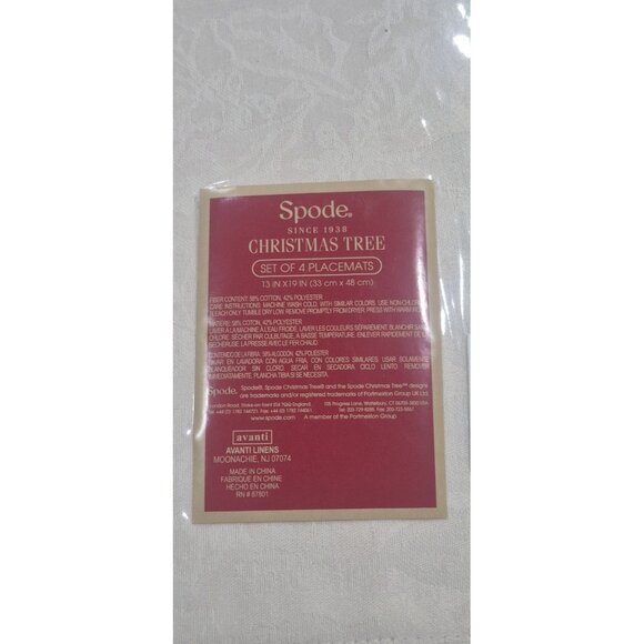 Set Of (4) Spode Christmas Tree Holiday Linen Dinner Placemats - Picture 4 of 5
